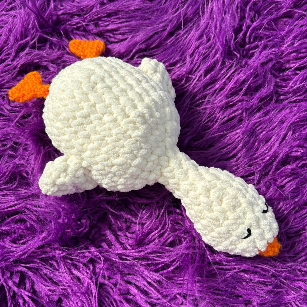 Handmade Crochet White Silly Goose Cuddler Stuff Animal